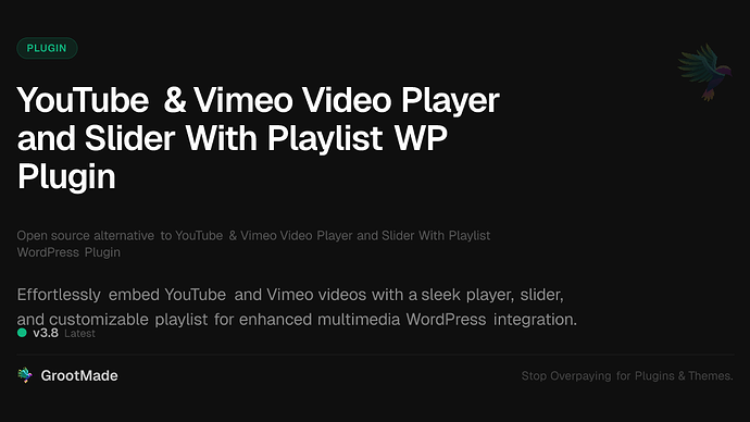 YouTube & Vimeo Video Player and Slider With Playlist WP Plugin