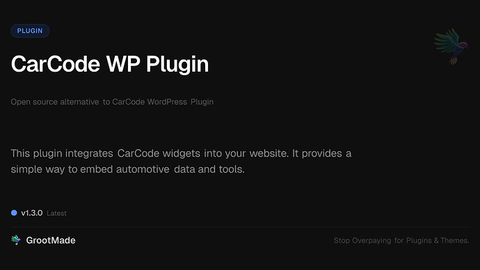 CarCode WP Plugin