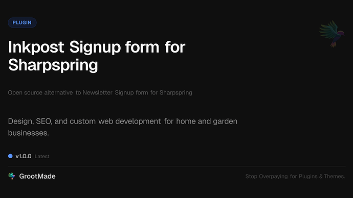 Inkpost Signup form for Sharpspring