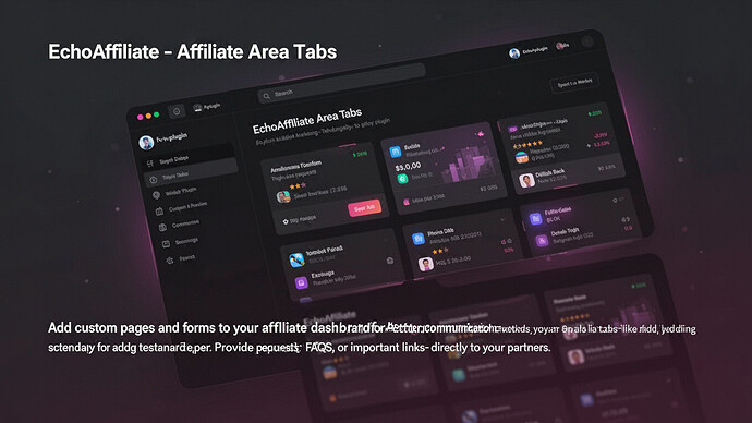 EchoAffiliate - Affiliate Area Tabs