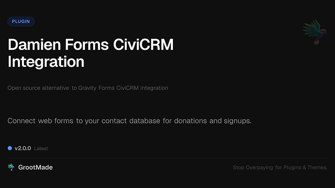Damien Forms CiviCRM Integration