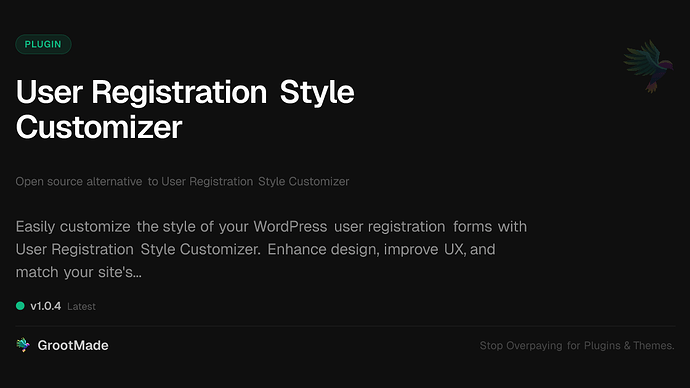 User Registration Style Customizer