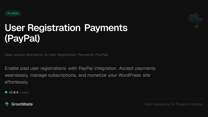 User Registration Payments (PayPal)