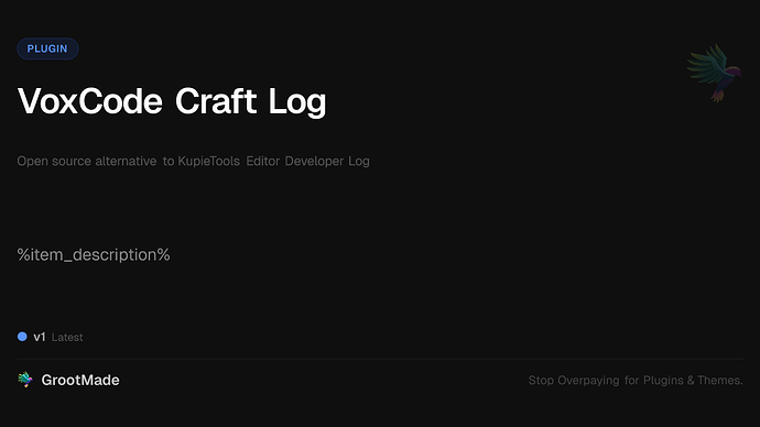 VoxCode Craft Log