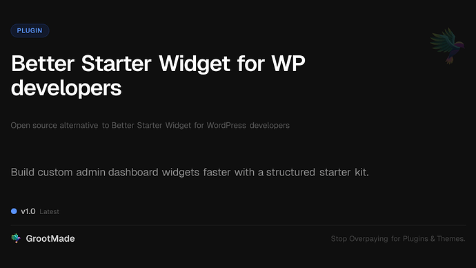 Better Starter Widget for WP developers