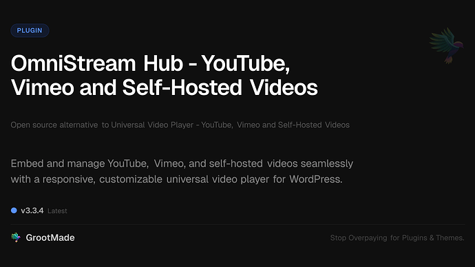 OmniStream Hub - YouTube, Vimeo and Self-Hosted Videos