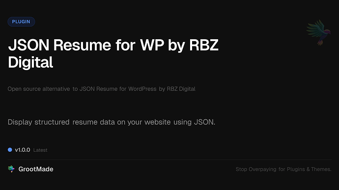 JSON Resume for WP by RBZ Digital