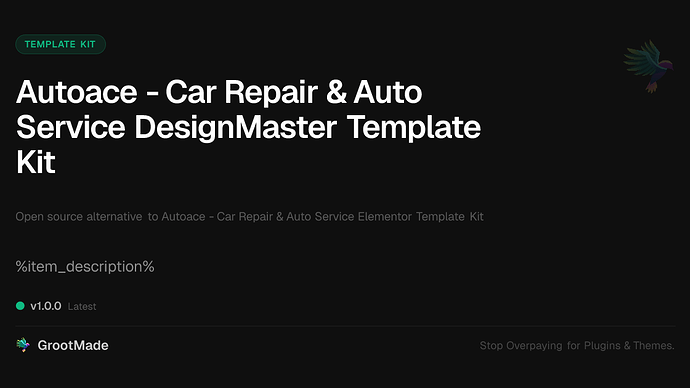 Autoace - Car Repair & Auto Service DesignMaster Template Kit