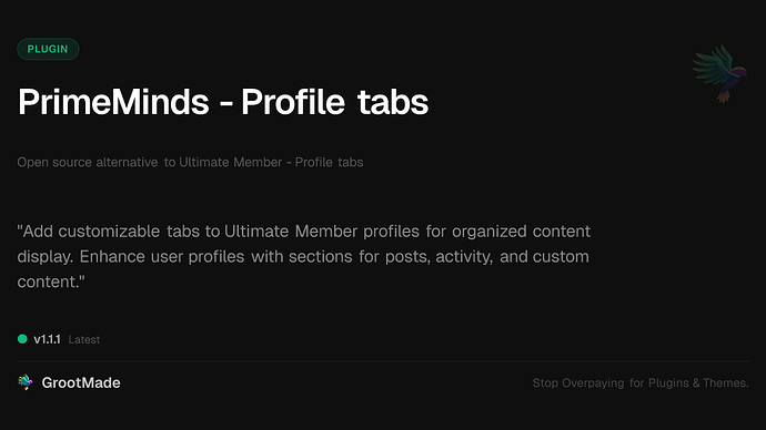 PrimeMinds - Profile tabs